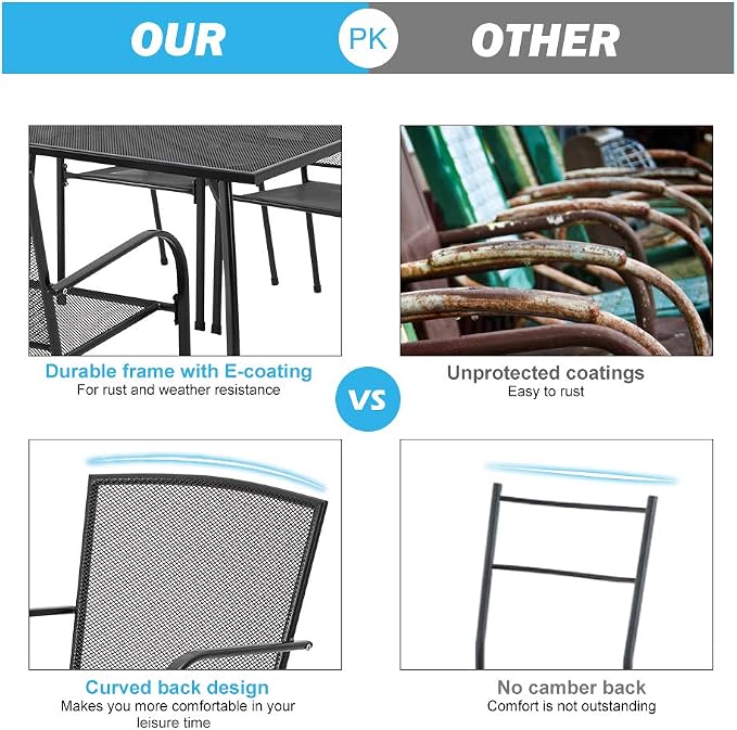 AECOJOY 5 Piece Outdoor Table and Chair, Patio Outdoor Dining Set - Image 7