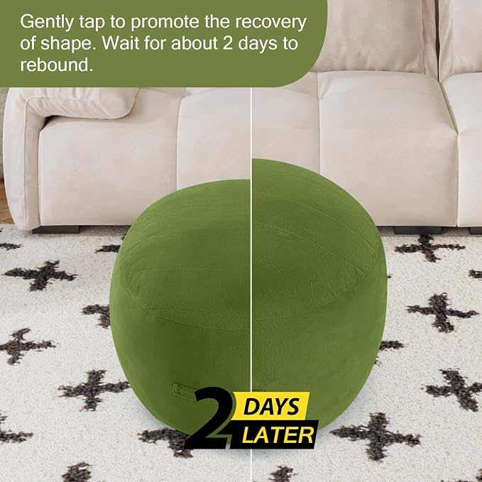 MeMoreCool Round Stuffed Pouf Ottoman Foot Rest, Floor Pouf Foot Stool - Image 8
