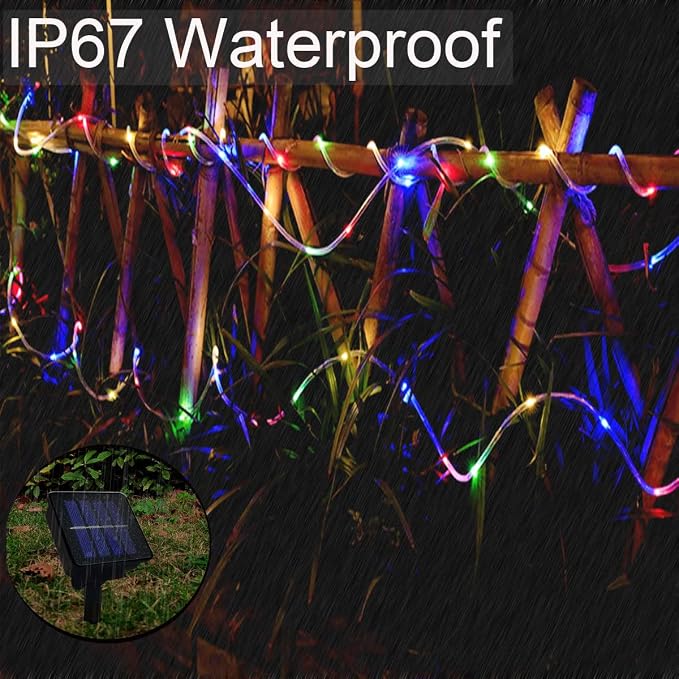 Solar Rope Lights Outdoor Waterproof, 33FT 100LED Outdoor String Lights Clear - Image 5