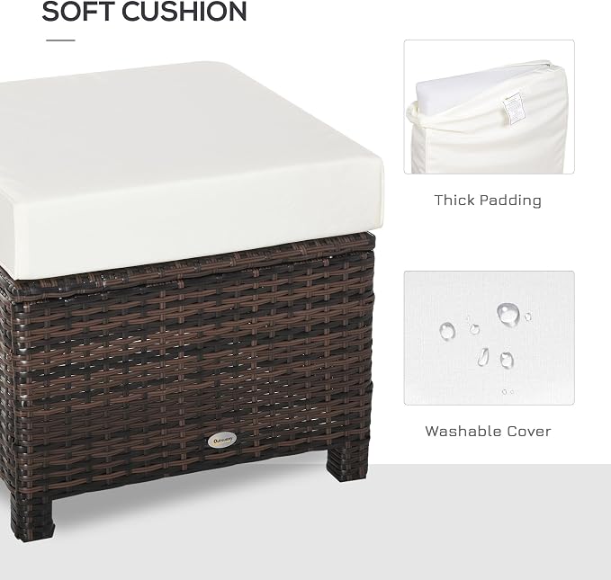 Outsunny 20" Patio Wicker Ottoman, Additional Seating, Side Table - Image 5