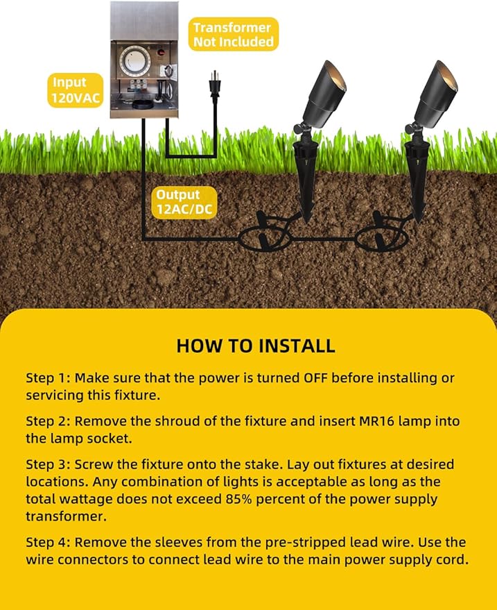 COLOER Brass Low Voltage Landscape Spotlight 12-Pack - Image 6