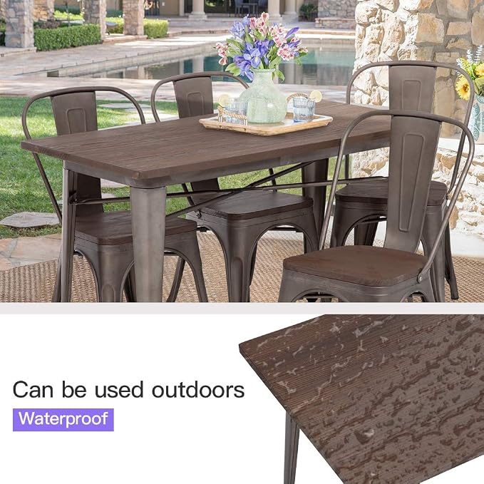 FDW Heavy Duty Outdoor Dining Table Metal Kitchen Table Metal Table Bar Coffee - Image 7