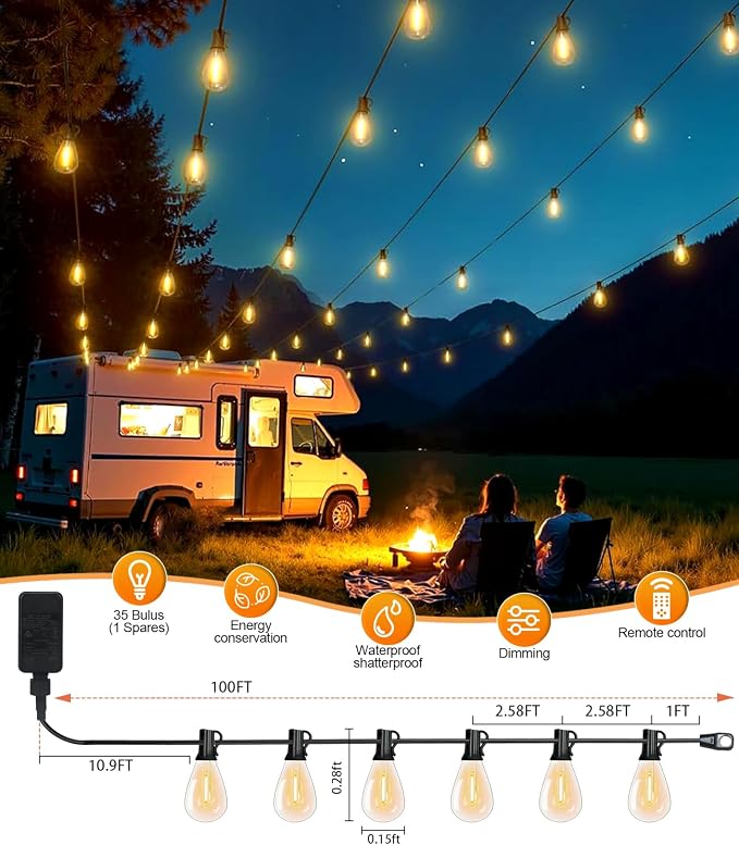 Tenmiro 100FT LED Outdoor String Lights - Image 6