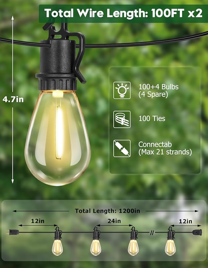 200FT Outdoor String Lights - Image 2