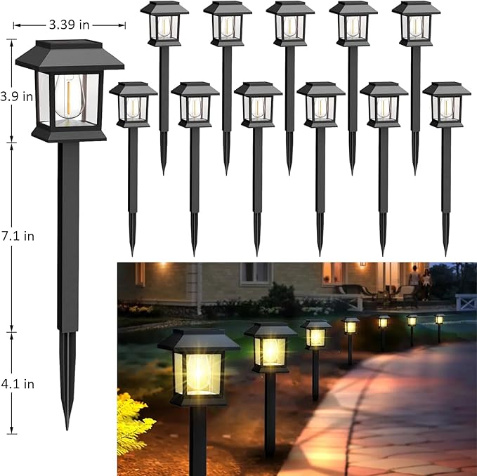 Greluna Solar Lights Outdoor, 12 Pack 3000K Waterproof Auto On/Off Solar - Image 2