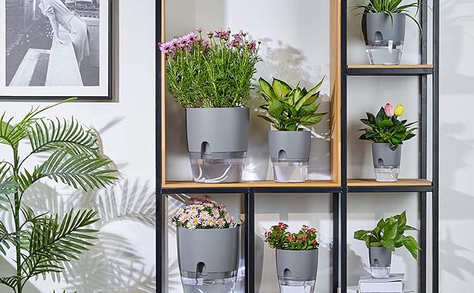 Self Watering Planter for Indoor Plants, 2 Pack 9.3 Inch Flower Pot Modern - Image 4