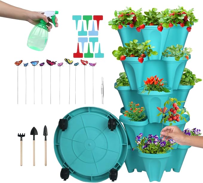 DUNCHATY Stackable Planter, 6 Tier Garden Tower, Self Watering, Indoor/Outdoor by DUNCHATY