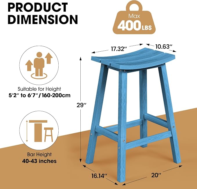 Ciokea 2 Set 29" Outdoor Bar Stools - Image 2