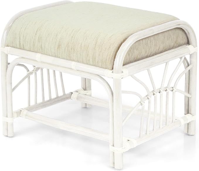 Krit Handmade Rattan Wicker Ottoman Footstool - Image 3