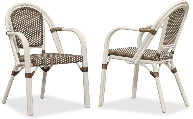 PURPLE LEAF French Bistro Chairs Set of 2 Patio Dining Chairs Hand-Woven - Image 9