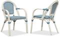 PURPLE LEAF French Bistro Chairs Set of 2 Hand-Woven Wicker Armchairs Outdoor by PURPLELEAF