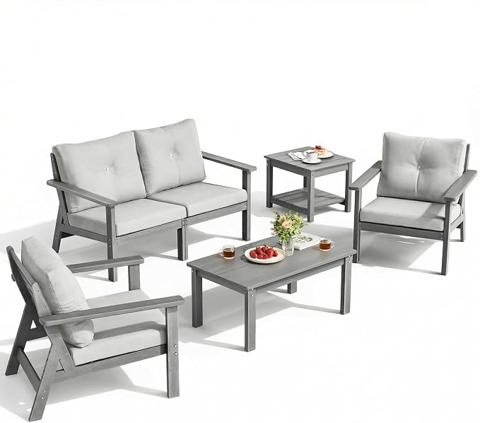 6-Piece HDPE Patio Furniture Set, Outdoor Sectional Sofa Set, All Weather by Unknown
