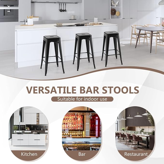 COSTWAY Bar Stools Set of 4, 30” Bar Height Metal Stools - Image 10