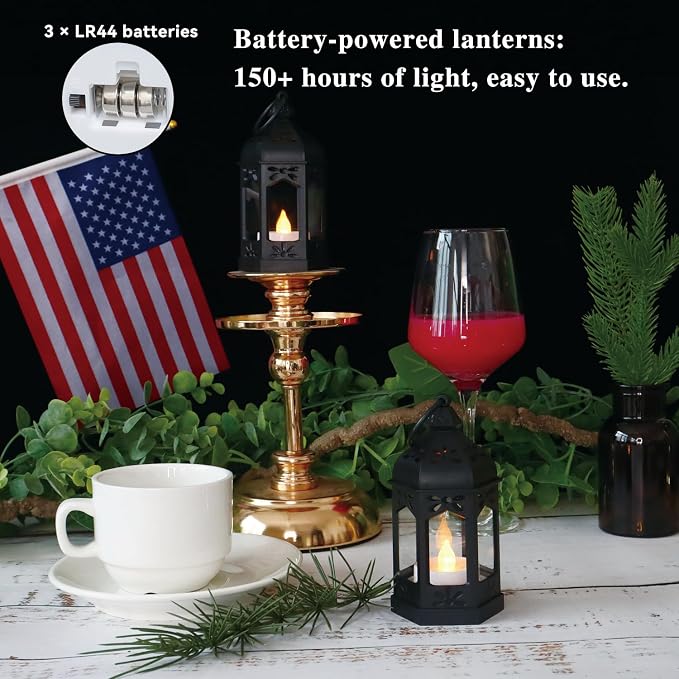 LLQ 12Pcs Mini Lanterns with Small LED Candle, Ramadan Lanterns Decorative - Image 3