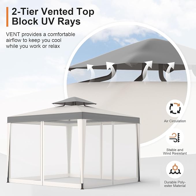Patio Gazebo Tent Outdoor Canopy Shelter 10'x10' - Image 4