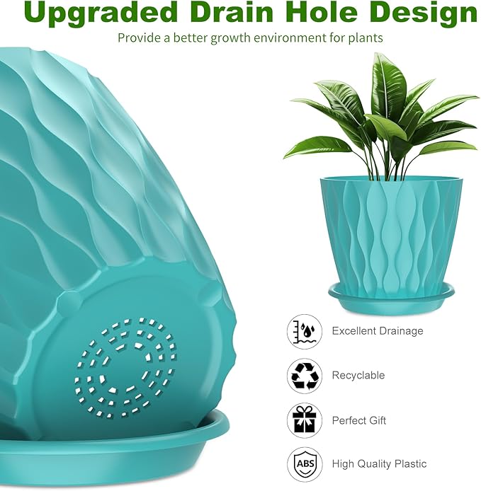 6 Pack 6 Inch Indoor Plant Pots - Image 3