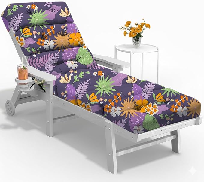 All Weather Chaise Lounge Cushions Outdoor 74.4 x 22 x 4 Inches Lounge Chair by Tycdiose