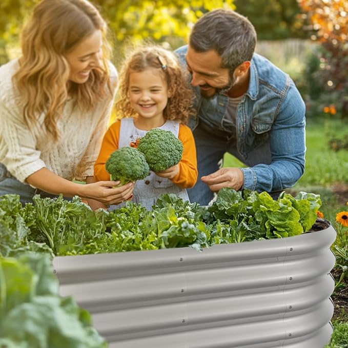 4x2ft Oval Galvanized Raised Garden Bed Kits 16" Tall Outdoor Large Metal - Image 7