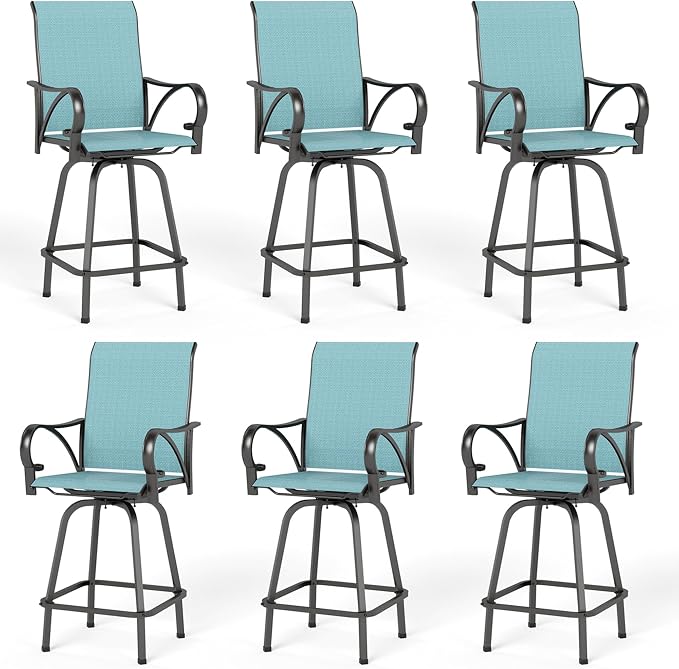 MFSTUDIO Outdoor Bar Stools Set of 6, Swivel Bar Height Patio Chairs Outdoor by MFSTUDIO