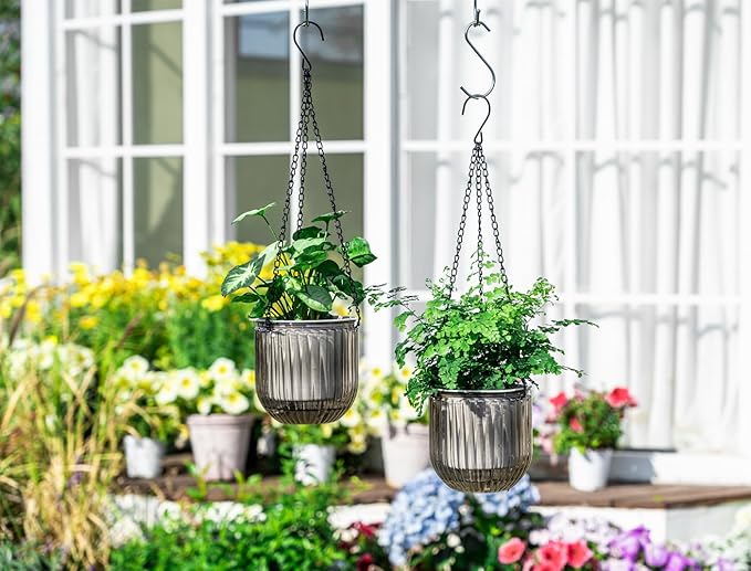 Josteve 5.2 Inch 2 Pcs Self Watering Hanging Planter Indoor Plant Pots Drainage - Image 4