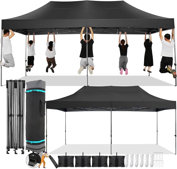 COBIZI 10x20 Pop Up Canopy Without Sidewall, Heavy Duty Canopy UPF 50+ All by COBIZI