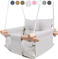 CaTeam - Canvas Baby Swing, Wooden Hanging Swing Seat Chair by CaTeam