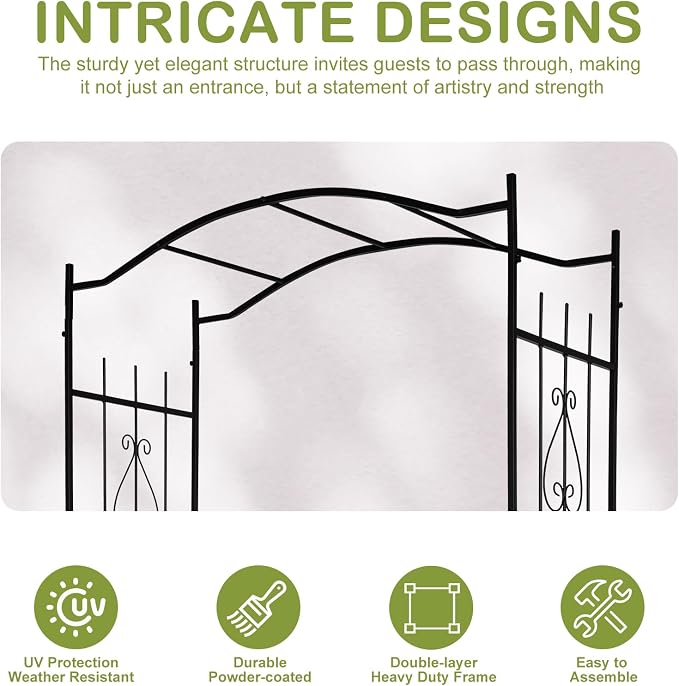 Outvita 7.5Ft Garden Arch Arbor, Steel Frame Stand Trellis, Arbour Archway - Image 7
