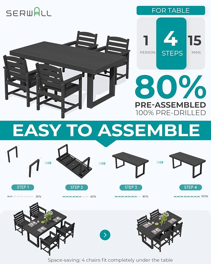 SERWALL HDPE Outdoor Dining Set - Image 6