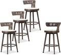 PURPLE LEAF Outdoor Swivel Counter Height Stools Set of 4 Metal Modern Rattan by PURPLELEAF
