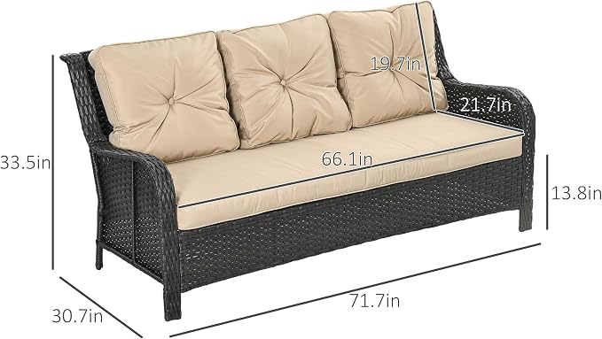 Outsunny 3-Seater Outdoor Sofa - Image 3