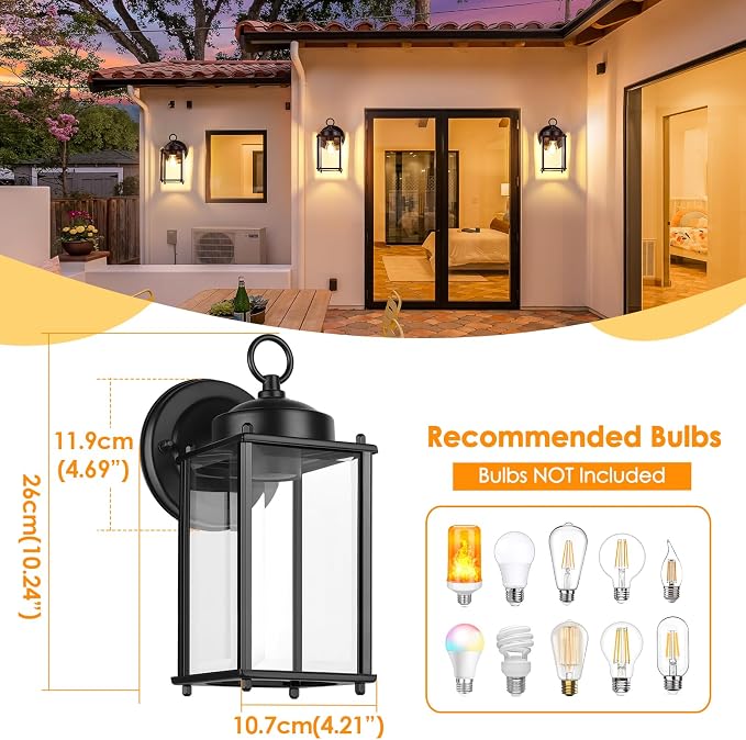 Outdoor Wall Lantern, Exterior Waterproof Wall Sconce Light Fixtures, Anti-Rust - Image 2