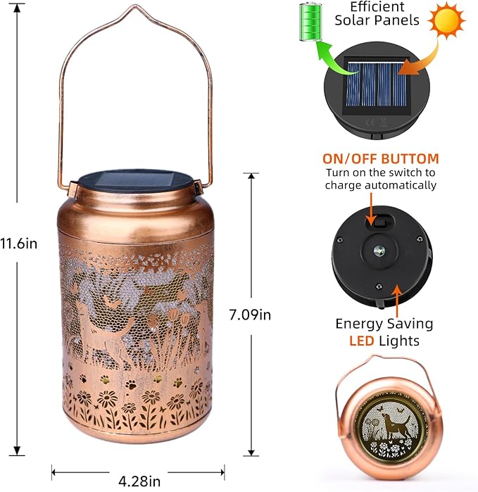 2Pack Dog Solar Lanterns Outdoor Waterproof Garden Decor Solar Lights Birthday - Image 5
