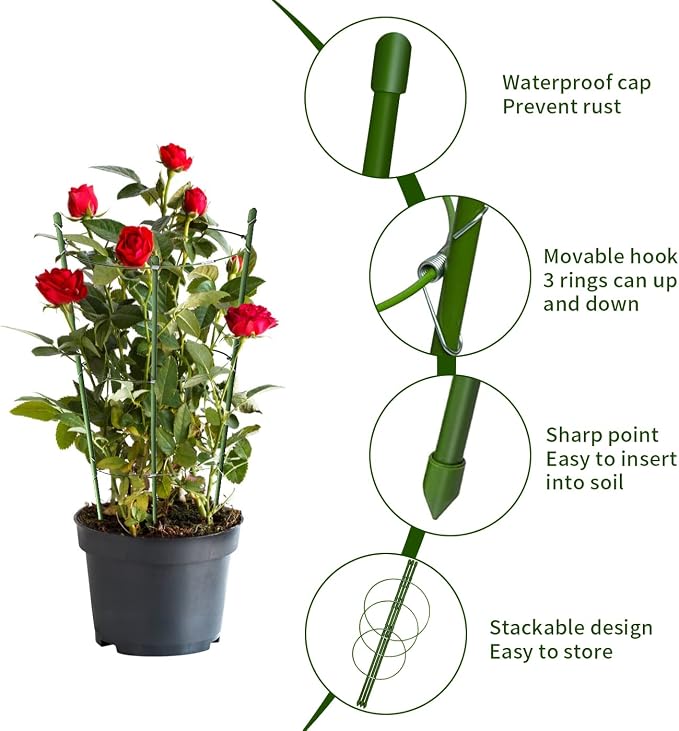 8 Pack Tomato Cage for Garden Plant Support, 18 inches Small Tomato Cages - Image 4