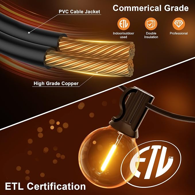 GPATIO 150FT Outdoor String Lights, Waterproof Patio Lights - Image 3