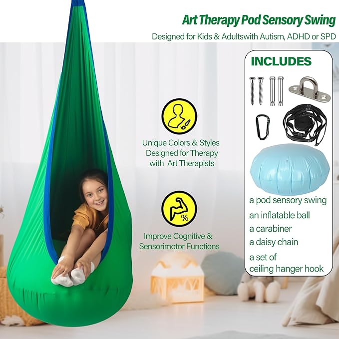 Kids Pod Swing Seat, Max 300 Lbs, Child Sensory Swing Chair Indoor & Outdoor - Image 3