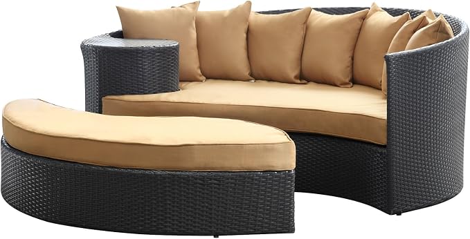 Modway Taiji Wicker Rattan Outdoor Patio Sectional Daybed in Espresso Mocha - Image 2