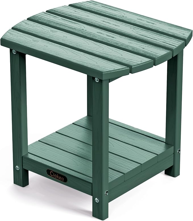 Ciokea Adirondack Outdoor Side Table, 2-Tier Sturdy Patio End Table Weather by CIOKEA