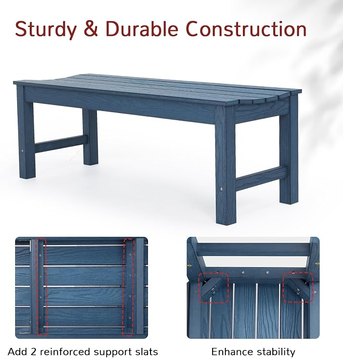 Stoog Backless Outdoor Bench, 2-Person Patio Benches - Image 5