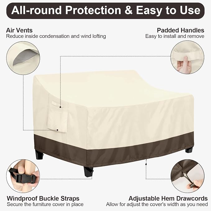 PureFit Outdoor Couch Cover Waterproof Patio Sofa Furniture Covers, 2-Seater - Image 5