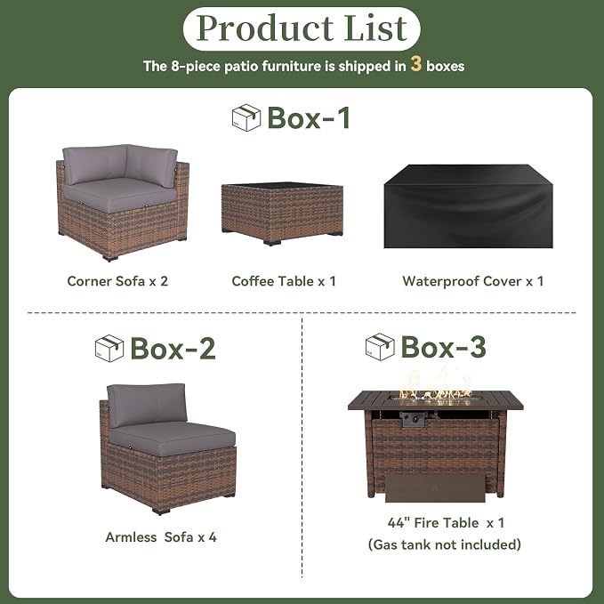 Aoxun 8 Piece Patio Furniture Set - Image 6
