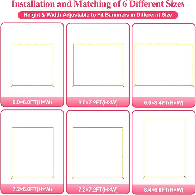 Wokceer Wedding Arch Backdrop Stand Square 7.2 x 7.2 FT Wedding Arches - Image 2