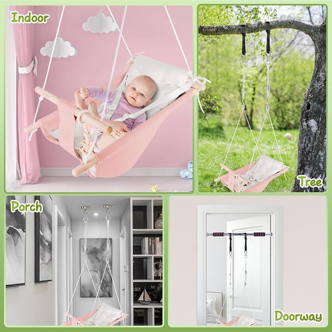 Baby Swing Indoor and Outdoor, Canvas Hammock Swing - Image 5