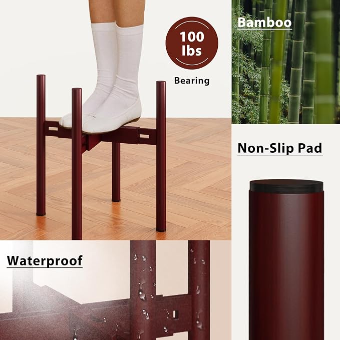 Adjustable Plant Stand Indoor, Bamboo Plant Holder 8 to 12 Inches, 3 Pack - Image 6