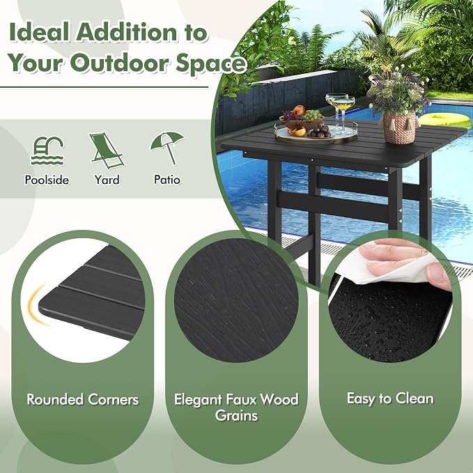 Giantex 42" Height Outdoor Tall Bar Table, HDPE Square Pub Table - Image 8