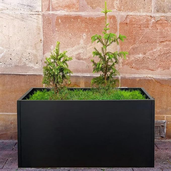 Black Planter Box Galvanized Steel Rectangular Metal Planter 36" L x 12" W x - Image 9