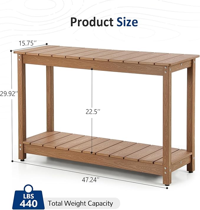 Outdoor Console Table, 440LBS Weight Capacity, 2-Tier Multifunctional Buffet - Image 3