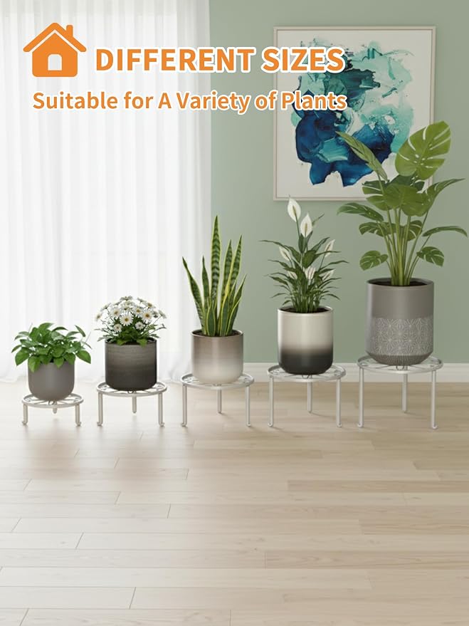 5 Pack Heavy Duty Rustproof Iron Flower Pot Stand Holder Indoor Outdoor Pot - Image 7