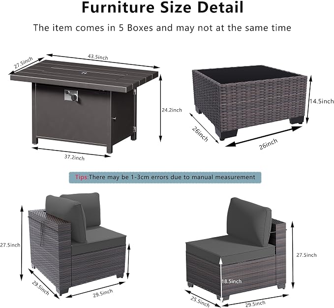 Outdoor Terrace Furniture Set, 8 Piece Outdoor Furniture Set, - Image 2