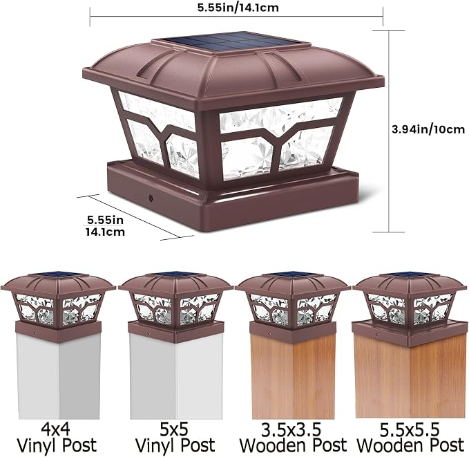 SIEDiNLAR Solar Post Cap Lights Outdoor 2 Color Modes 8 LEDs - Image 4