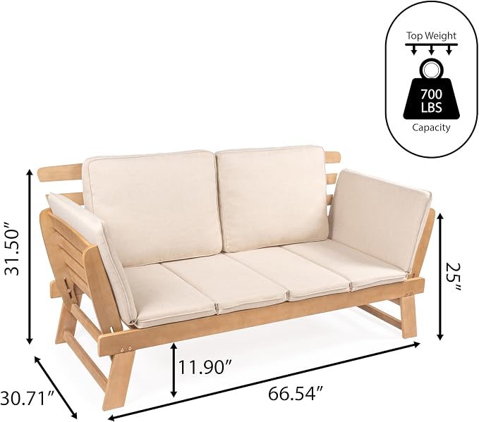 JONATHAN Y SFB1000A Hartley 2-Seat Modern Scandinavian Folding Wood Outdoor Day - Image 3